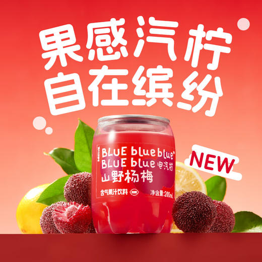 柠檬共和国山野杨梅粉柠荔枝爆汁三柠小罐饮料200ml/瓶含气泡果汁夏季饮料 商品图1