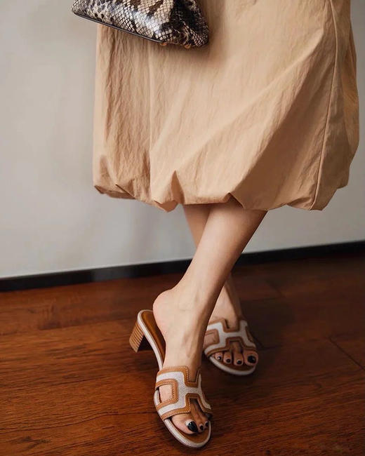 现货 THS-限时 爱马家 拼色织带款凉拖 平跟拖鞋 高跟拖鞋 6色 BZ1257 商品图2