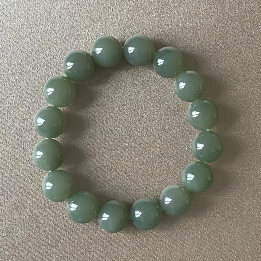 和田玉（青玉-沙枣青）12mm圆珠手串/15# 商品图1