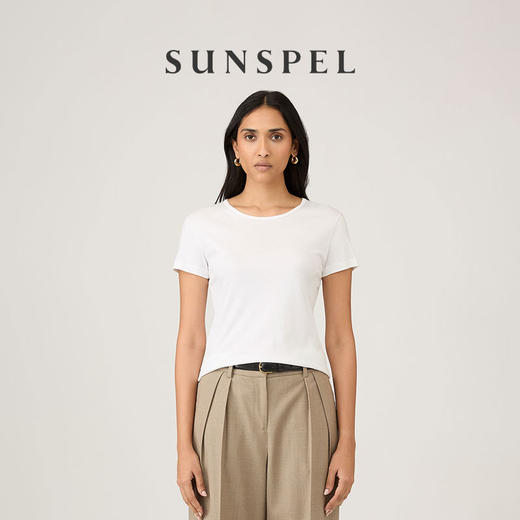 【海岛棉系列】SUNSPEL女士经典Sea Island棉宽松圆领T恤透气柔软 商品图1