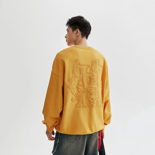 【商场同款】CHINISM赤尘 贴布绣重磅纯棉圆领卫衣男2025春季新款 商品图0