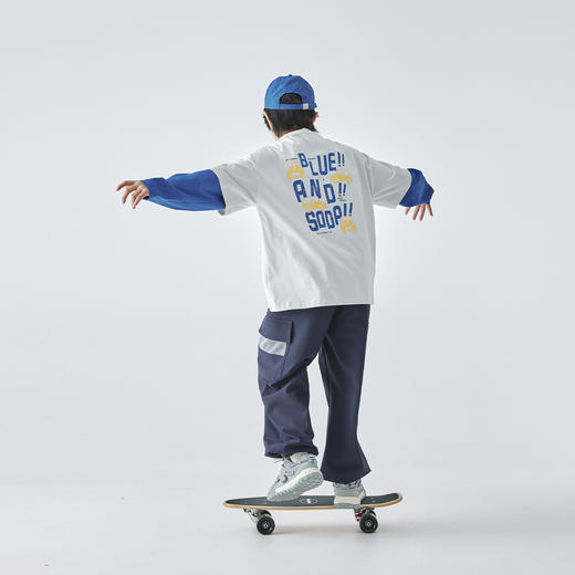 米灰预售3.30发 汽水25年秋季新款亲子装中大男童假两件长袖T恤潮流休闲上衣 商品图2