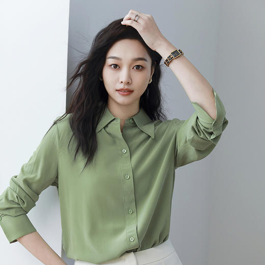 火桐hooton 小尖领百搭纯色双绉真丝衬衫YT290 商品图4