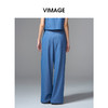 VIMAGE纬漫纪复古牛仔蓝高腰垂坠休闲百搭直筒阔腿裤2025夏季新款裤子V2305948 商品缩略图4