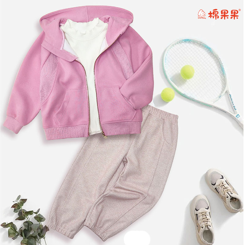 棉果果秋季新品女童风信紫针织连帽外套M322100225407