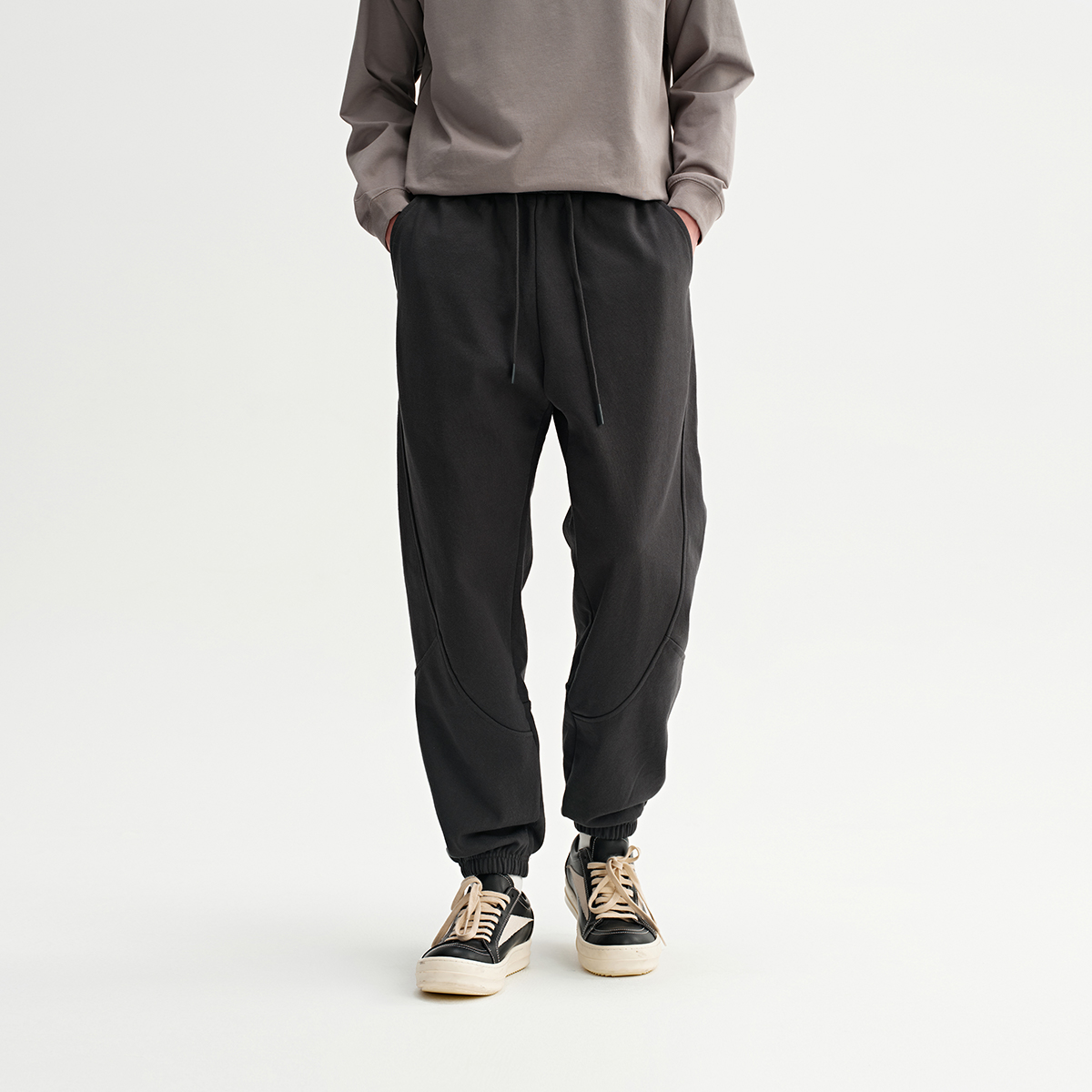 CHINISM折扣季 结构分割束脚针织卫裤男冬季美式运动男士休闲裤