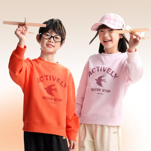 男女童圆领长袖卫衣秋季新款安奈儿童装EM531529 商品图1