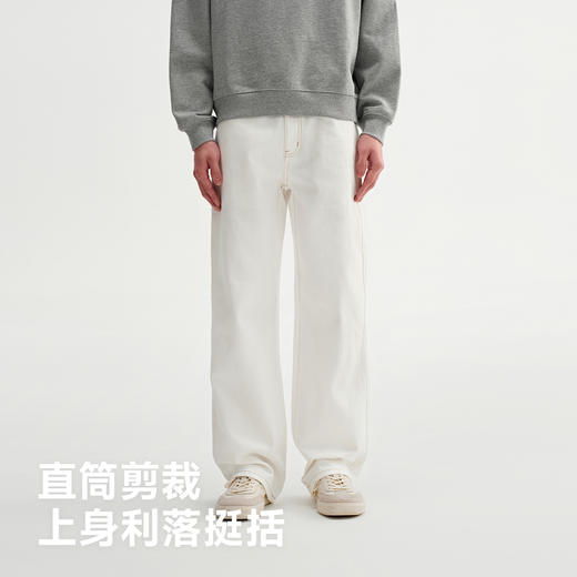 CHINISM赤尘 白色牛仔裤男美式夏季休闲直筒宽松裤子复古男士长裤 商品图2