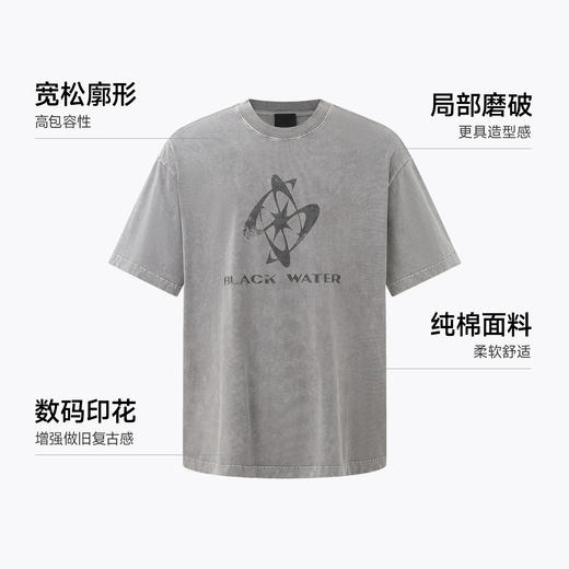 CHINISM赤尘 炒色肌理做旧短袖T恤男夏季新款美式男士纯棉半袖 商品图2