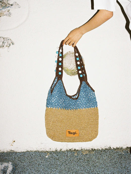 Tagi 机灵果子手工串木珠单肩编织包 商品图1