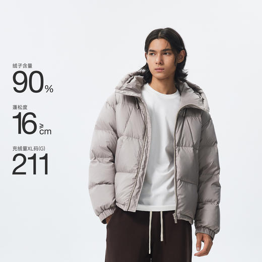 【商场同款】CHINISM赤尘 井字格三防连帽短款羽绒服男冬季新款 商品图0