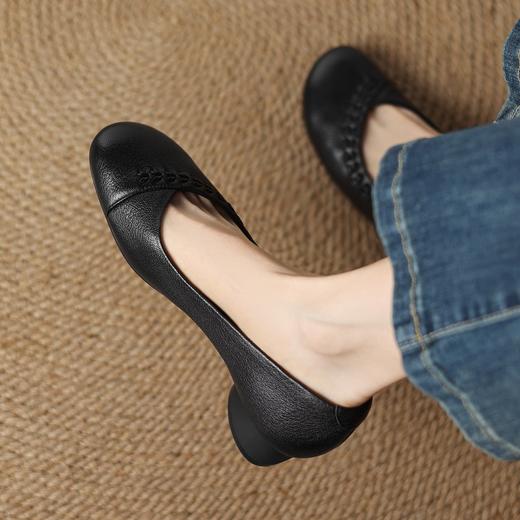 软面羊皮编织轻便，舒适一脚蹬低跟浅口单鞋ASZ-KL69 商品图2