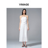 VIMAGE纬漫纪棉混纺纯色度假风褶皱大裙摆吊带连衣裙2025夏季新款连衣裙V2307928 商品缩略图0