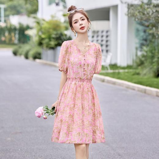 法式气质优雅小个子温柔时尚，V领收腰碎花连衣裙HR-BBL5058 商品图3