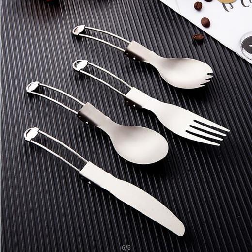 【纯钛户外折叠勺/套装】户外野营纯钛折叠刀叉勺家用钛合金沙拉叉勺子野餐便携餐具三件套 商品图7