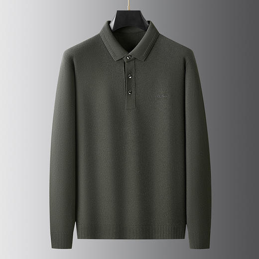 【DWP】【100%绵羊毛】大依优型秋季新款秋冬男士羊毛衫加肥加大码商务休闲宽松翻领针织打底衫毛衣 商品图2