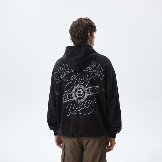 CHINISM赤尘 撞色印花连帽卫衣男冬季新款潮牌纯棉休闲男士帽衫 商品图2