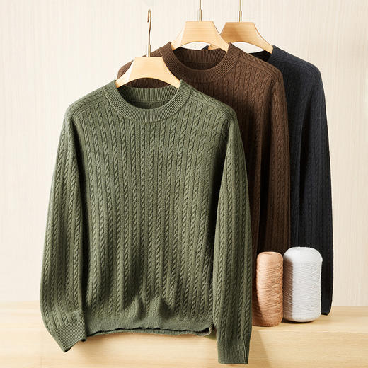 【DWP】大依优型大码男装秋季新款男青年潮胖加肥加大码圆领提花羊毛衫男毛衣 商品图3