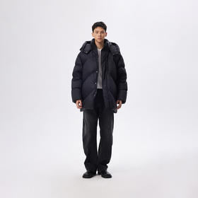 CHINISM赤尘 黑色中长款羽绒服男冬季防风加厚保暖面包服男士外套