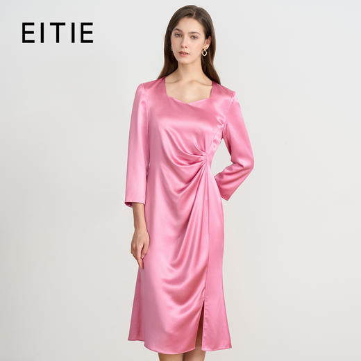 EITIE爱特爱秋季新款气质粉色收腰显瘦连衣裙7907622 商品图0
