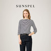SUNSPEL女士春夏Supima匹马棉船领条纹七分袖T舒适透气简约休闲 商品缩略图2