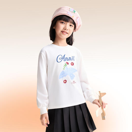 女童圆领长袖针织衫秋季新款安奈儿童装EG531535 商品图1