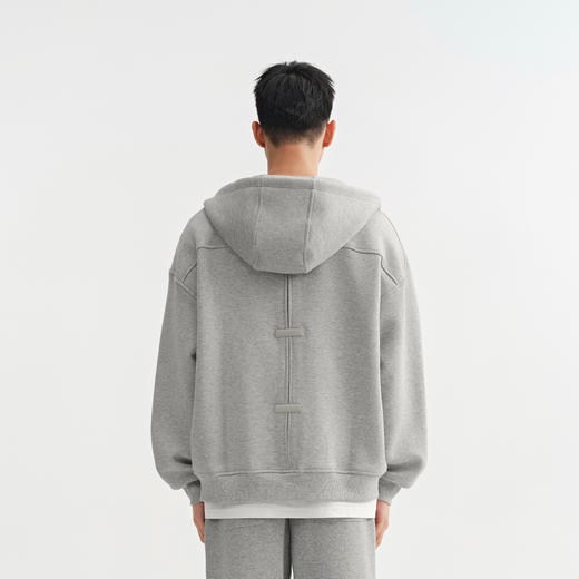 CHINISM赤尘 重磅空气层连帽开衫卫衣男2025秋季简约男士拉链外套 商品图4