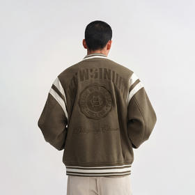 CHINISM赤尘 重磅绣花呢绒棒球服夹克男春季新款美式PU皮拼接外套