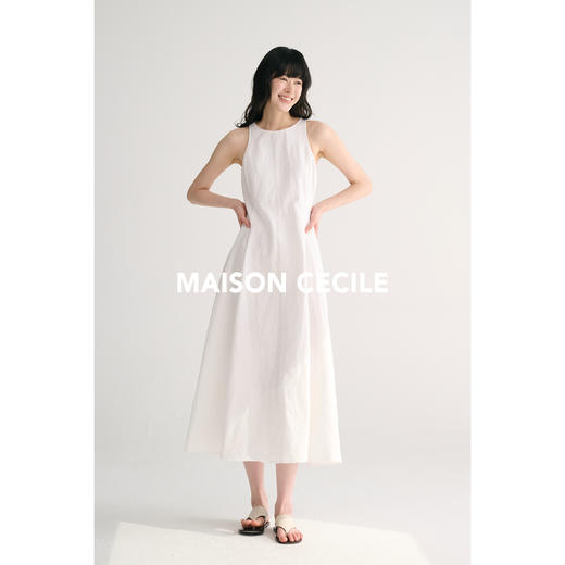 MAISON CECILE 两色/法式极简优雅通勤one piece无袖棉麻连衣裙 商品图1