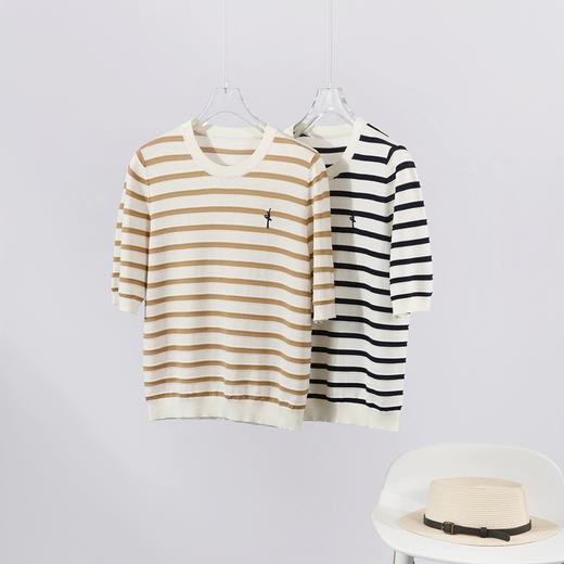 新款天丝莱赛尔桑蚕丝条纹芭蕾女孩刺绣衫 商品图7