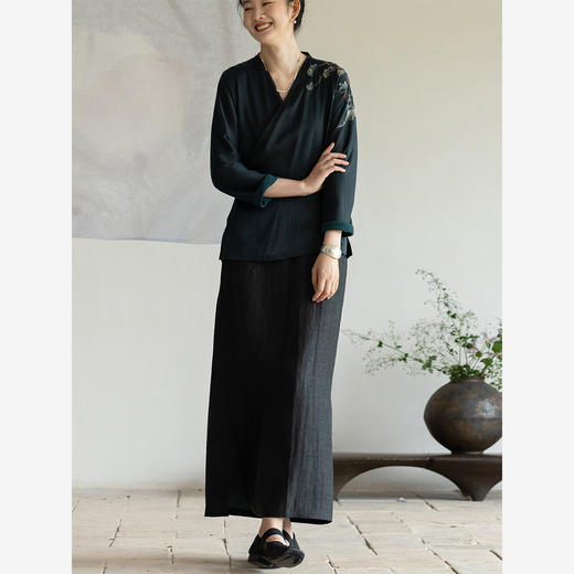 牧衣游原创 19姆米香云纱直筒半裙轻薄垂感黑色百搭半身裙 云枕雨 商品图1