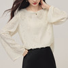 【周四狂欢价】熙世界羽毛流苏一字领雪纺衫女2025秋季新款高级感喇叭袖宽松上衣 商品缩略图4