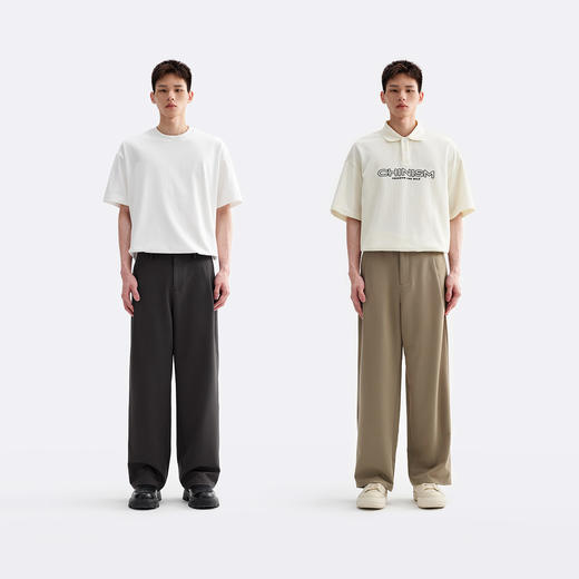 CHINISM赤尘 仿天丝前中叠褶西裤男2025夏季薄款直筒男士休闲裤 商品图4