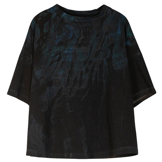 牧衣游原创 涌云工艺香云纱T恤新款黑色简约百搭短袖上衣 云澜 商品图4