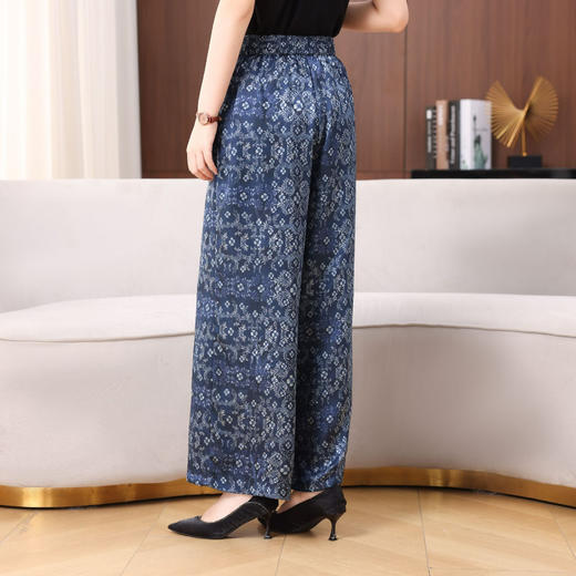 丁摩真丝香云纱花萝重磅100%桑蚕丝直筒宽松气质休闲女阔腿裤AL5168 商品图1