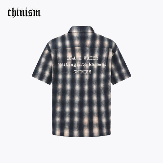 【商场同款】CHINISM赤尘 渐变格子短袖衬衫男夏季新款休闲衬衣 商品图1