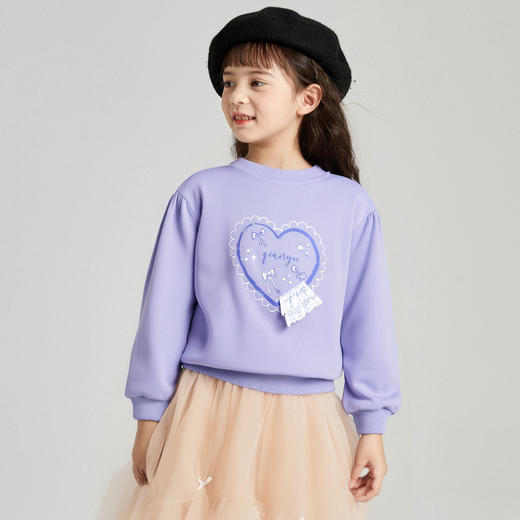 笛莎Deesha 2025秋季新款女童甜美气质爱心印花卫衣 商品图1