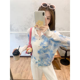 <曾小咸推荐>法式慵懒风花卉印花薄款毛衣开衫【预售款，预计3-15天发货】