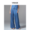 VIMAGE纬漫纪复古牛仔蓝高腰垂坠休闲百搭直筒阔腿裤2025夏季新款裤子V2305948 商品缩略图0