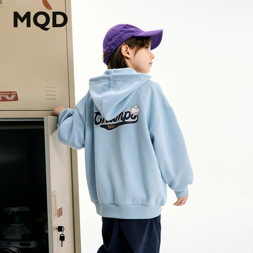 【MQD】小灯塔男大童秋季新品学院风美式复古大字母连帽外套 商品图1