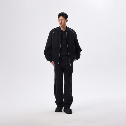 CHINISM赤尘 重磅羊毛呢绒毛呢外套男冬季夹棉棒球夹克男士外套 商品图3