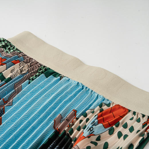 谜底花色百褶裙半裙2025秋季新款复古风原创印花中长裙257MB7810 商品图3