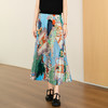 谜底花色百褶裙半裙2025秋季新款复古风原创印花中长裙257MB7810 商品缩略图1