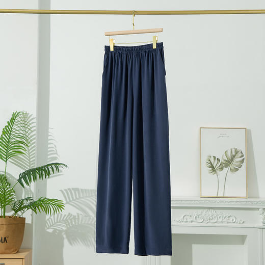 丁摩新款真丝裤休闲裤女长裤桑蚕丝直筒裤大码宽松垂感裤子AL1000401 商品图2