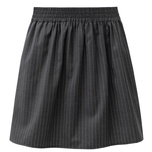 SELFWHO精梳羊毛混纺灰色条纹半身裙女2025秋新款松紧腰伞摆短裙 商品图4