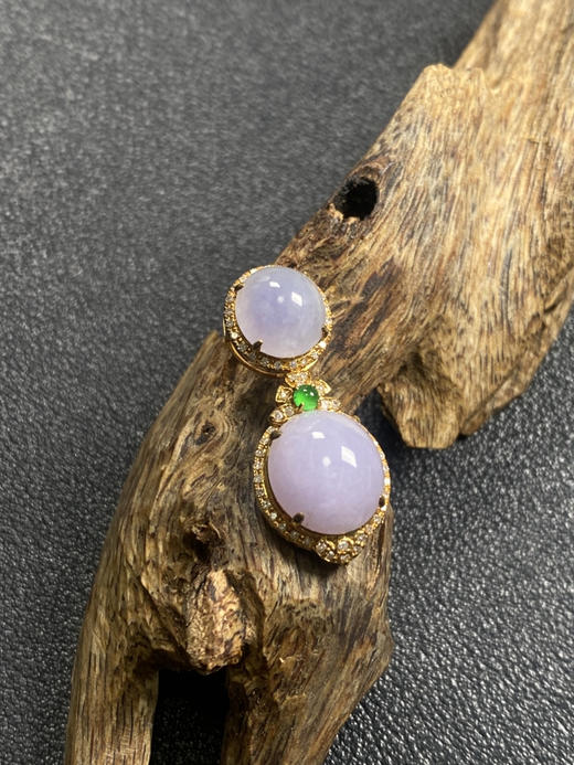 【FC0113】18K镶嵌翡翠紫罗兰蛋面二合一吊坠  色泽浓郁 颗颗完美 优雅内敛 商品图0