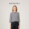 SUNSPEL女士春夏Supima匹马棉船领条纹七分袖T舒适透气简约休闲 商品缩略图3