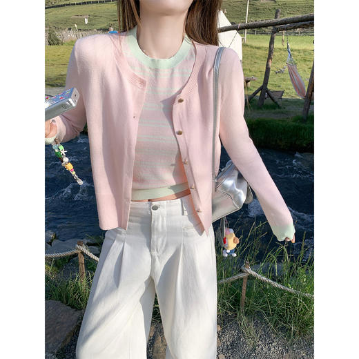 <曾小咸推荐>现货秒杀 ！微信超特价！韩系条纹毛织两件套 日常219.99 立减120 秒杀99.99！！ 商品图2