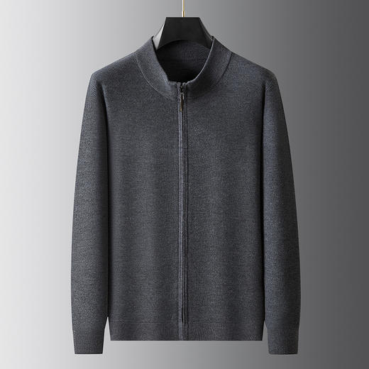 【DWP】大依优型大码男装秋冬新款羊毛衫男士加肥加立领保暖舒适弹力拉链开衫 商品图10