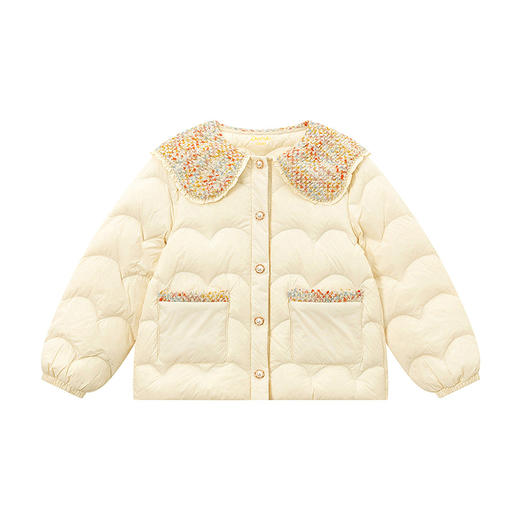 笛莎Deesha 童装女童羽绒服2025冬新款女童甜美小香风面料拼接翻领羽绒服 商品图4